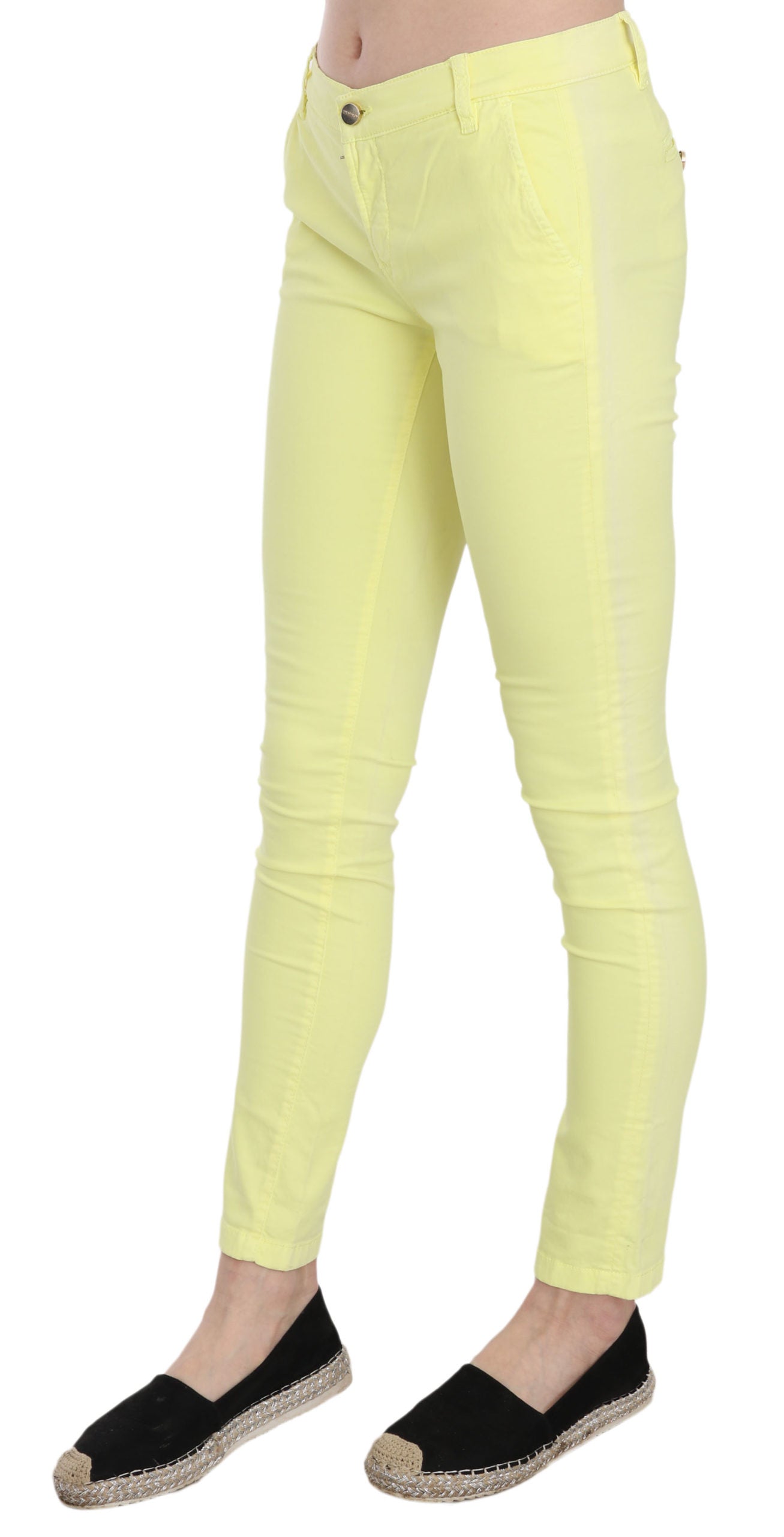 Chic Yellow Low Waist Skinny Casual Trousers - SEHABRANDS