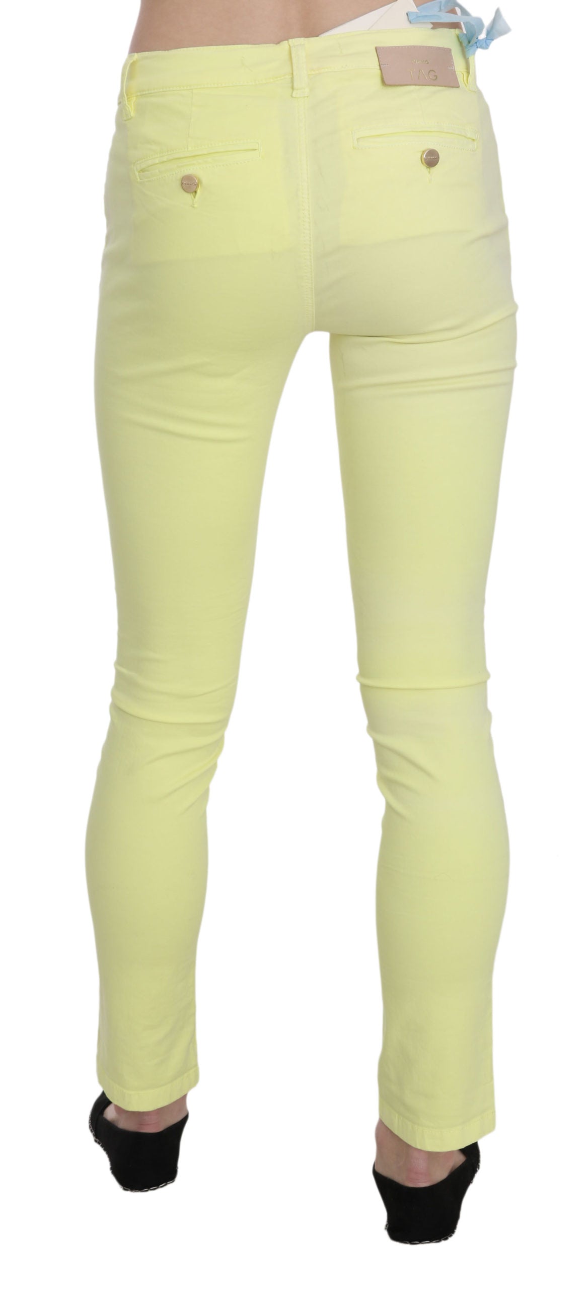 Chic Yellow Low Waist Skinny Casual Trousers - SEHABRANDS