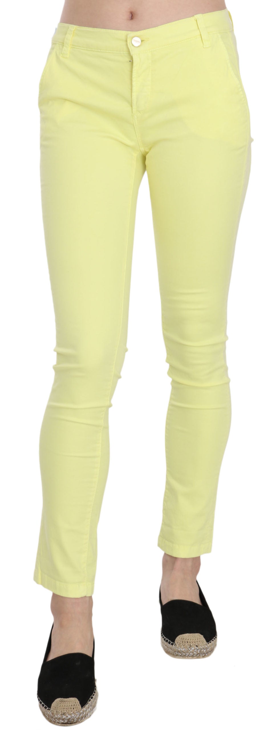 Chic Yellow Low Waist Skinny Casual Trousers - SEHABRANDS