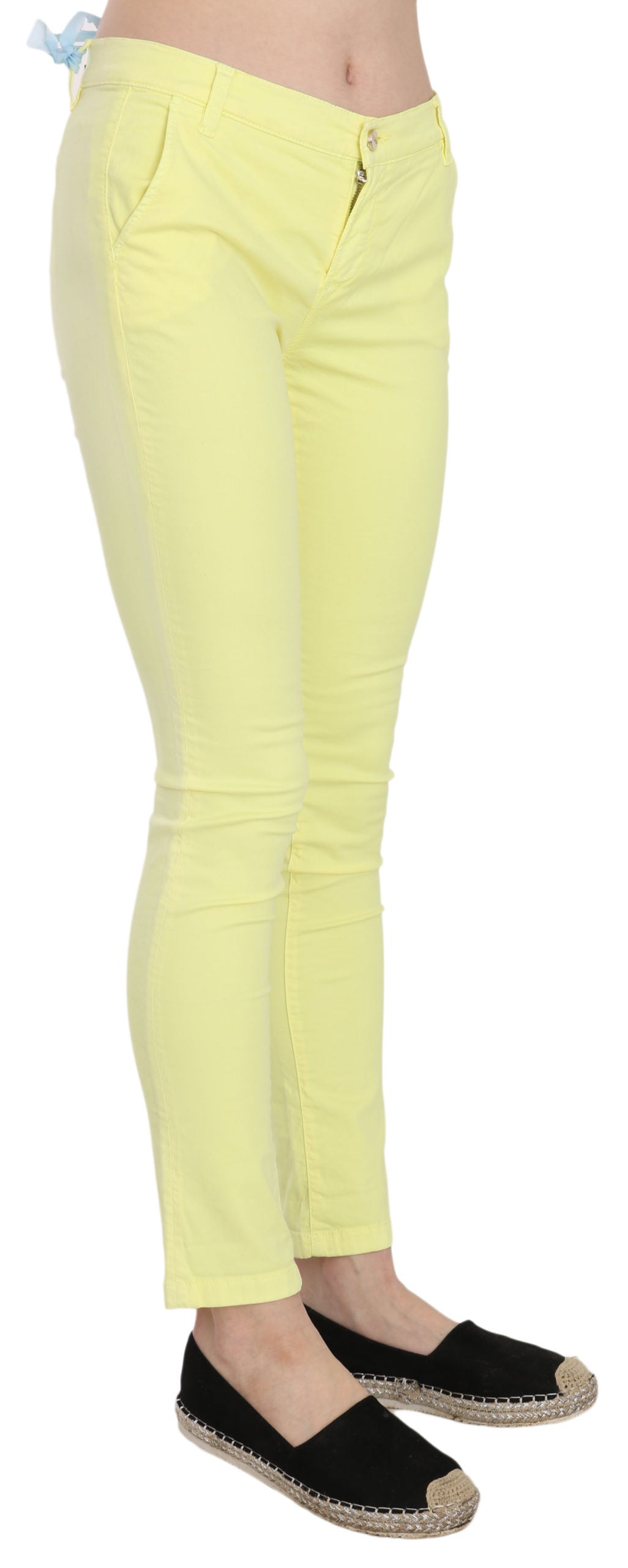 Chic Yellow Low Waist Skinny Casual Trousers - SEHABRANDS