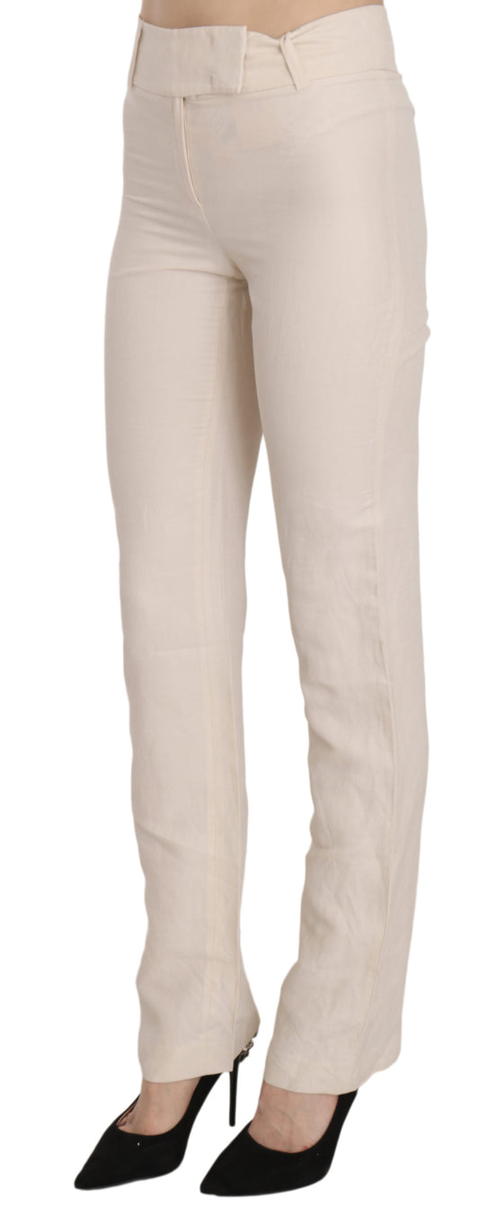 Elevated White High Waist Flared Trousers - SEHABRANDS