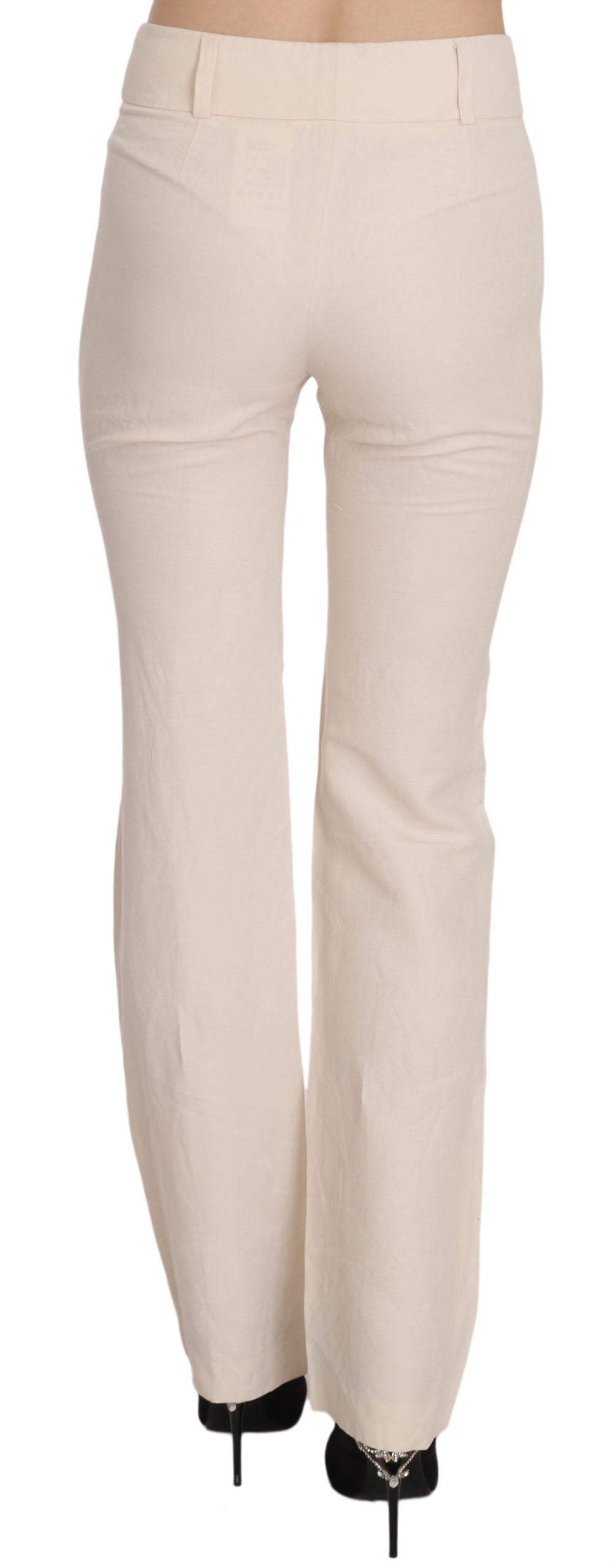 Elevated White High Waist Flared Trousers - SEHABRANDS