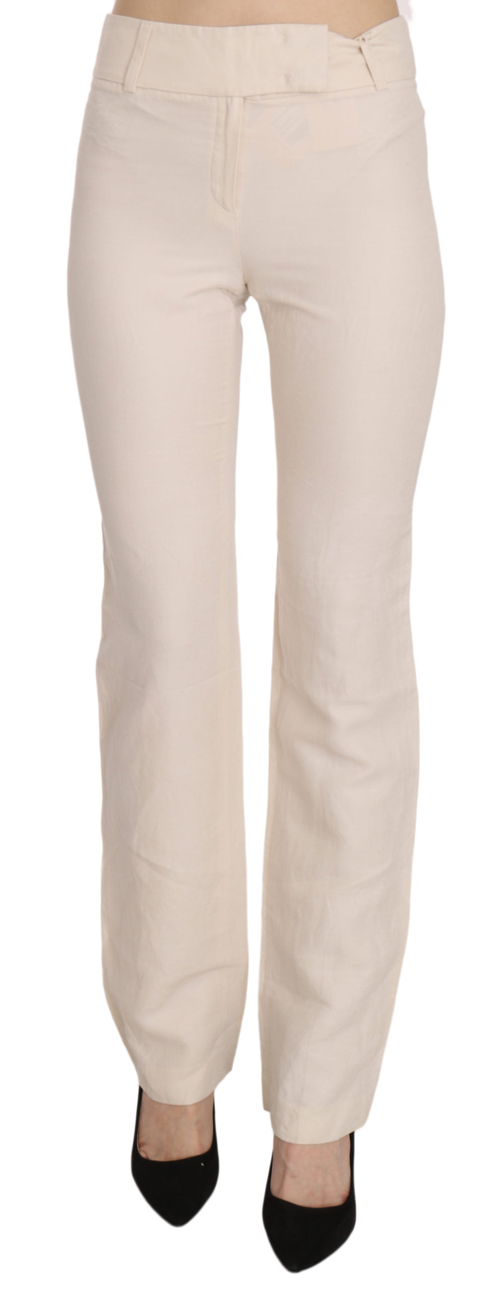 Elevated White High Waist Flared Trousers - SEHABRANDS