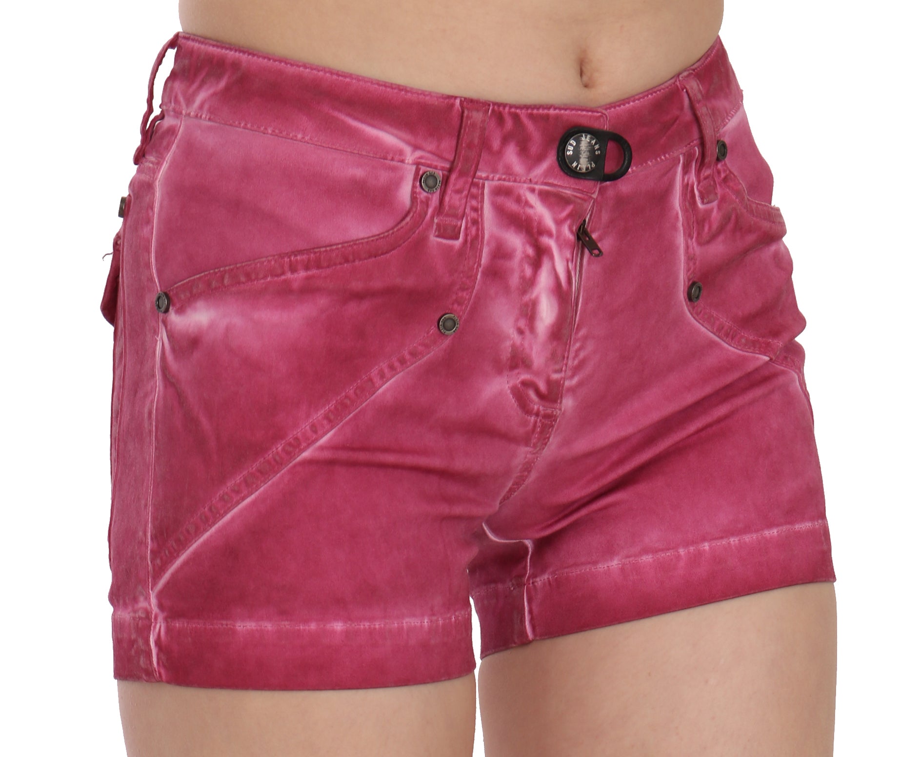 Chic Pink Washed Denim Shorts - SEHABRANDS