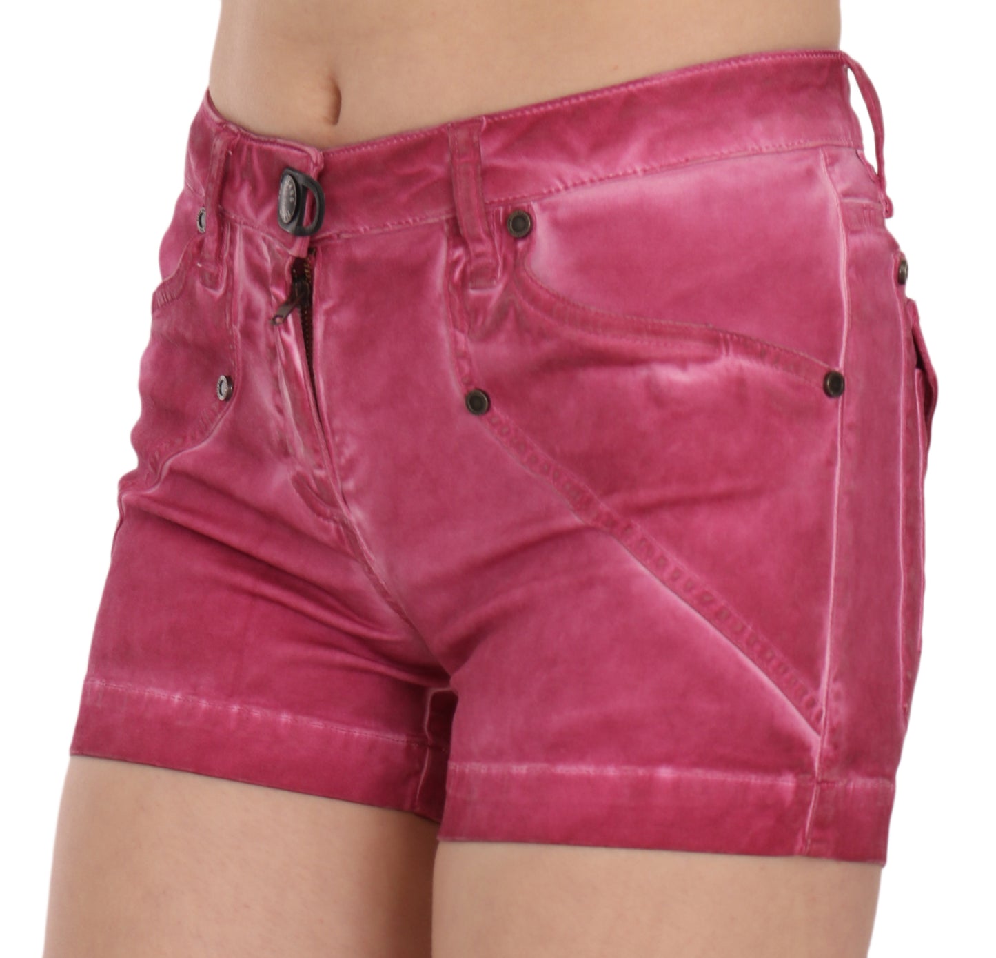 Chic Pink Washed Denim Shorts - SEHABRANDS