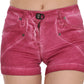 Chic Pink Washed Denim Shorts - SEHABRANDS