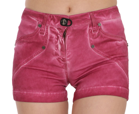 Chic Pink Washed Denim Shorts - SEHABRANDS