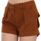 Chic Brown Mid Waist Mini Shorts - SEHABRANDS