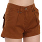 Chic Brown Mid Waist Mini Shorts - SEHABRANDS