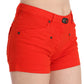 Chic Mid Waist Mini Shorts in Vibrant Orange - SEHABRANDS