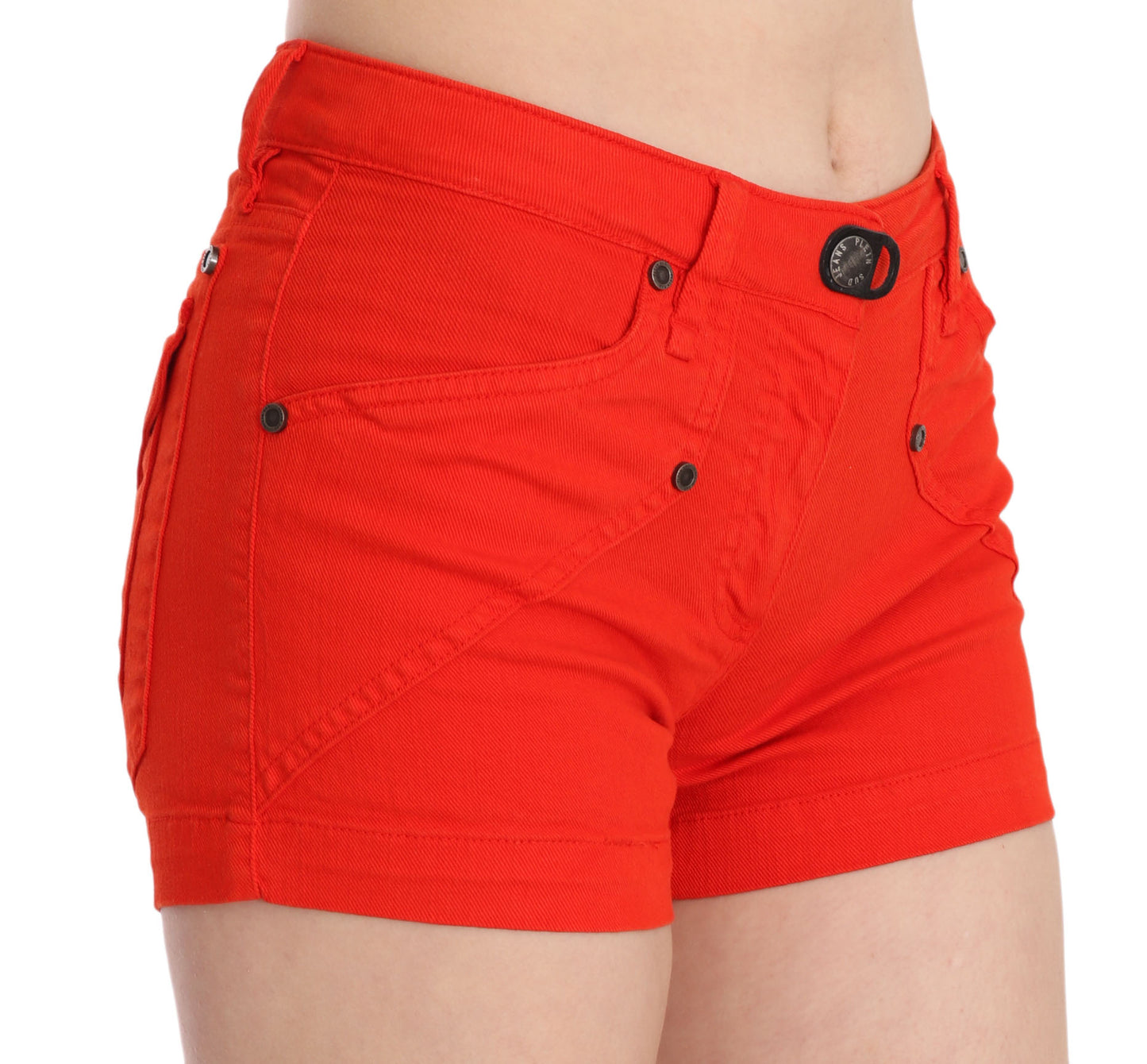 Chic Mid Waist Mini Shorts in Vibrant Orange - SEHABRANDS