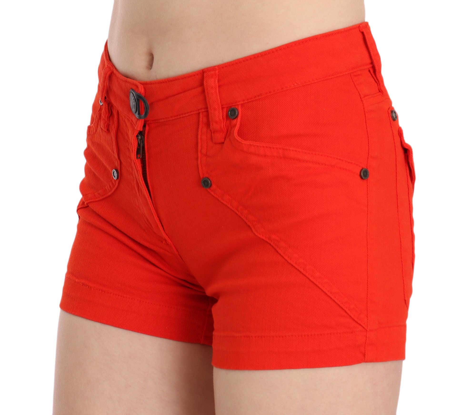 Chic Mid Waist Mini Shorts in Vibrant Orange - SEHABRANDS