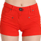 Chic Mid Waist Mini Shorts in Vibrant Orange - SEHABRANDS