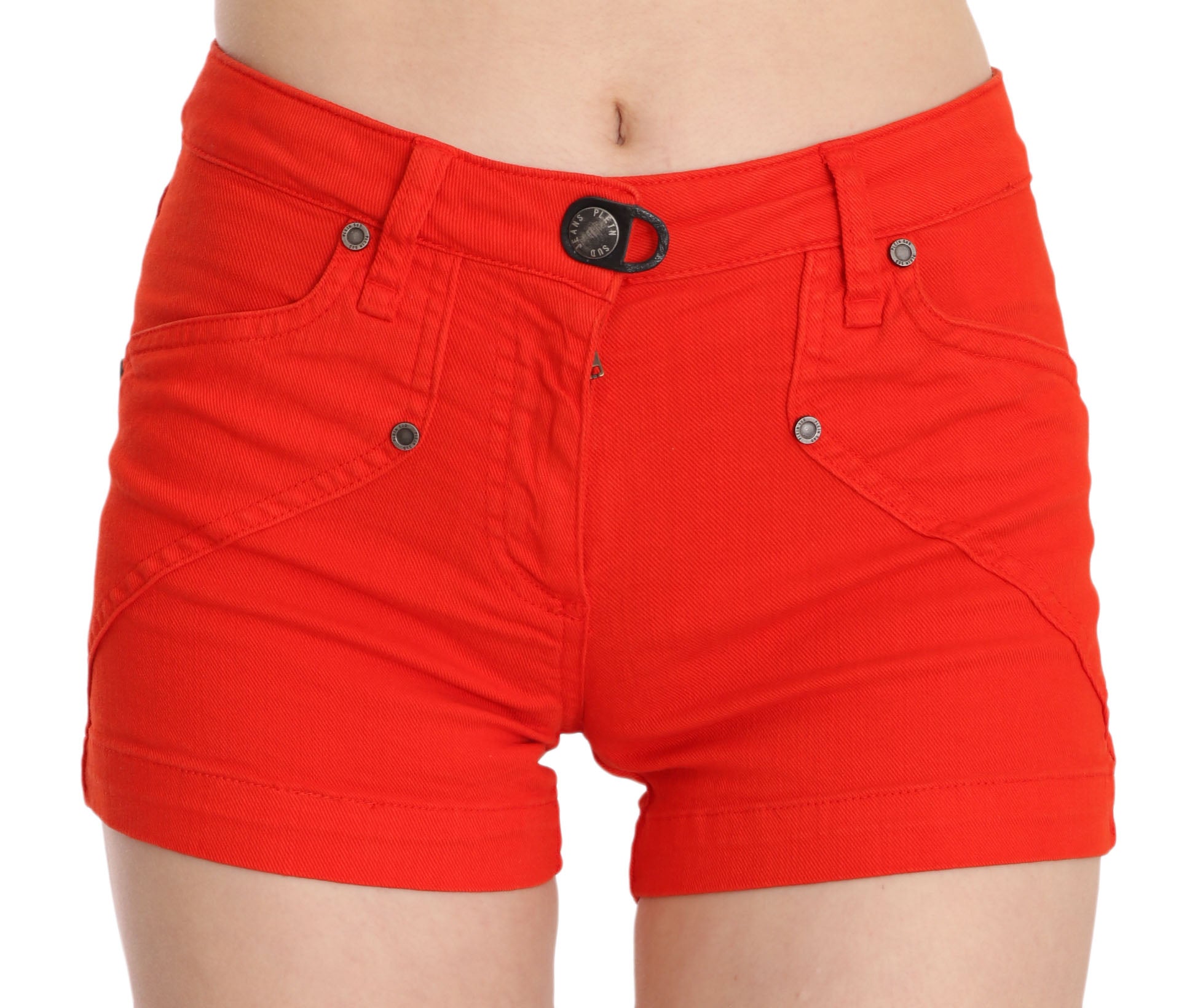 Chic Mid Waist Mini Shorts in Vibrant Orange - SEHABRANDS