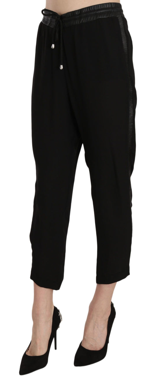 Chic High Waist Cropped Pants in Elegant Black - SEHABRANDS