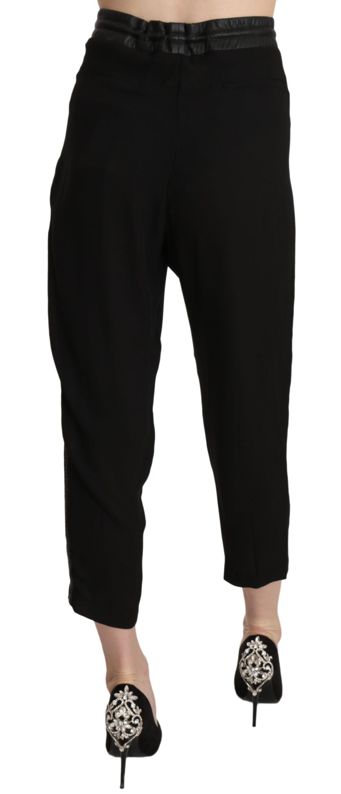 Chic High Waist Cropped Pants in Elegant Black - SEHABRANDS