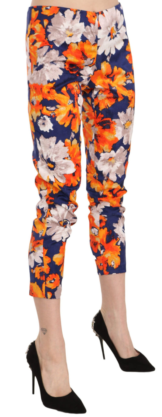 Floral Print Skinny Mid-Waist Pants - SEHABRANDS