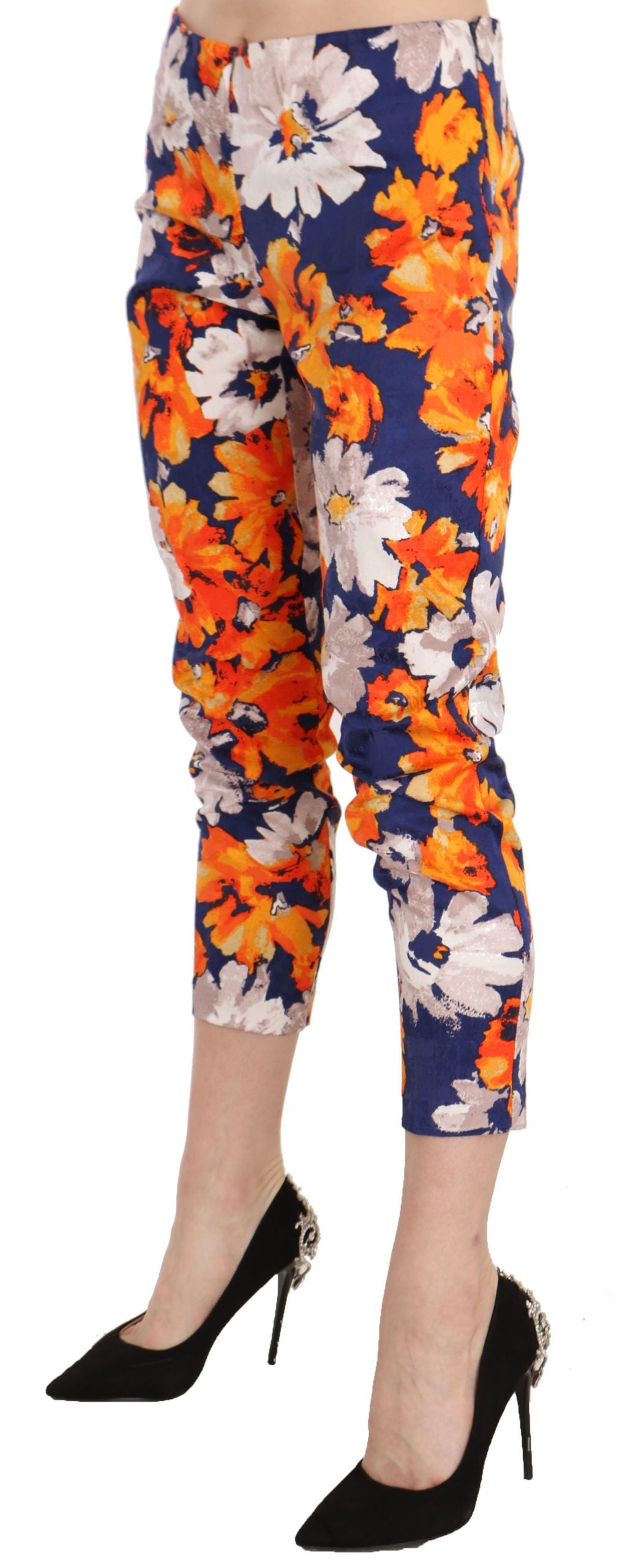 Floral Print Skinny Mid-Waist Pants - SEHABRANDS