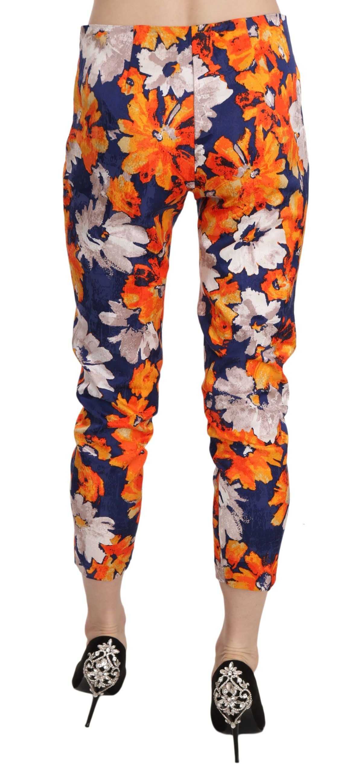 Floral Print Skinny Mid-Waist Pants - SEHABRANDS