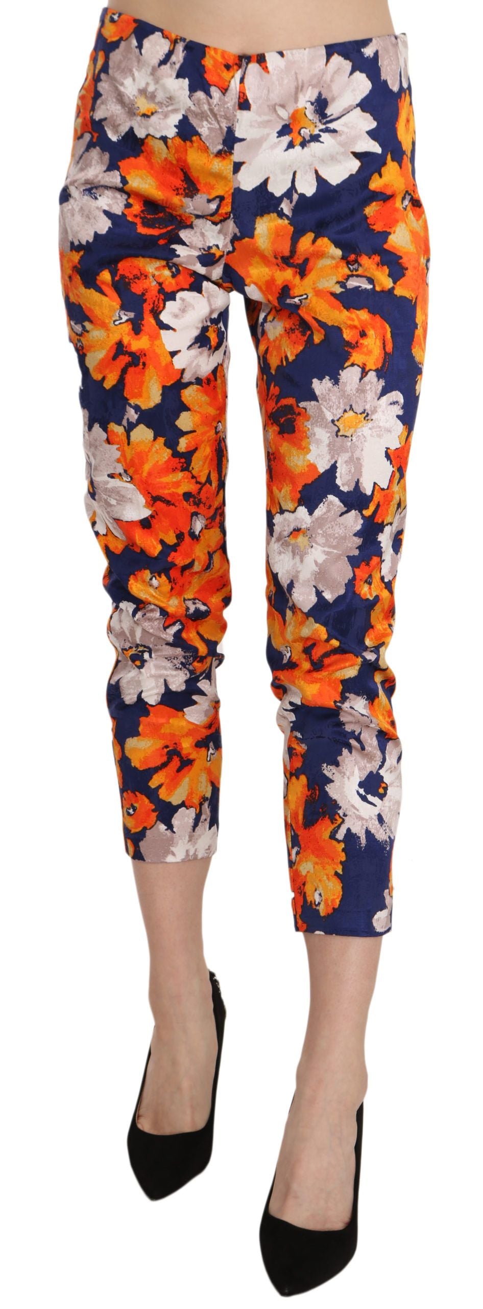 Floral Print Skinny Mid-Waist Pants - SEHABRANDS