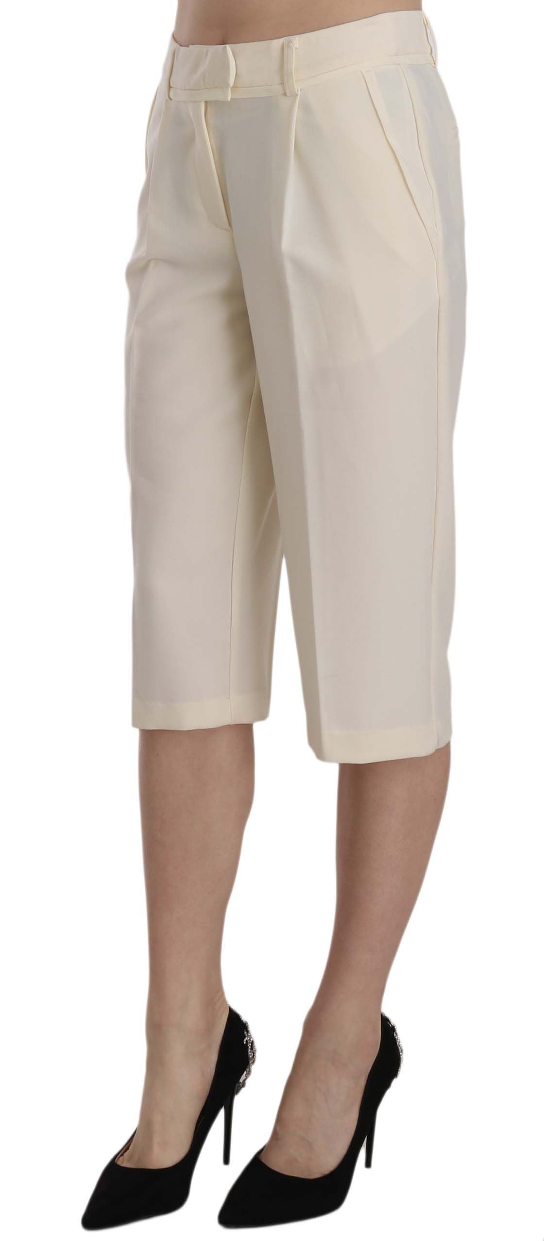 Elegant Straight Cropped Pants in Cream - SEHABRANDS