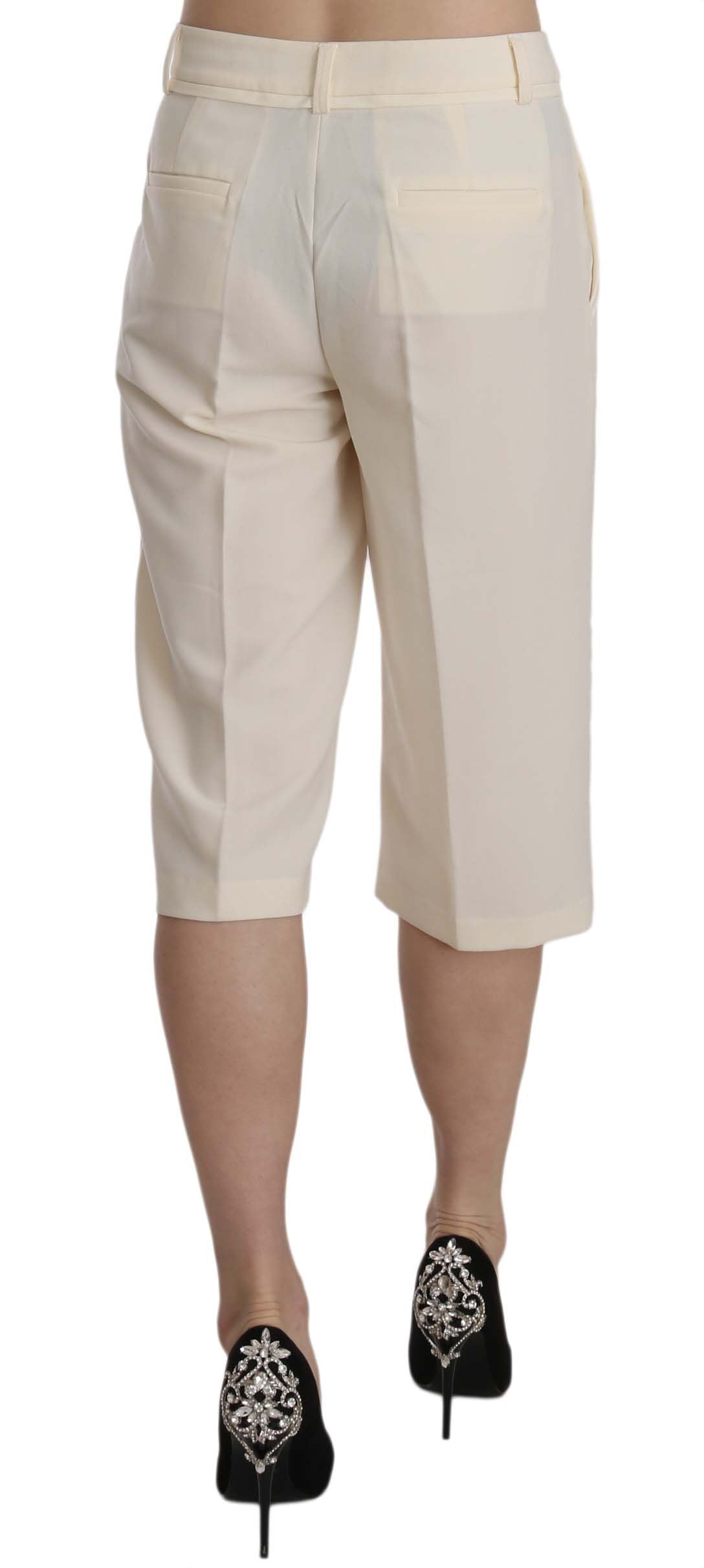 Elegant Straight Cropped Pants in Cream - SEHABRANDS