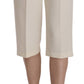 Elegant Straight Cropped Pants in Cream - SEHABRANDS