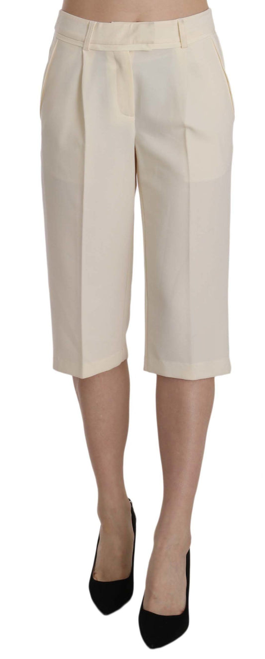 Elegant Straight Cropped Pants in Cream - SEHABRANDS