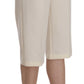 Elegant Straight Cropped Pants in Cream - SEHABRANDS