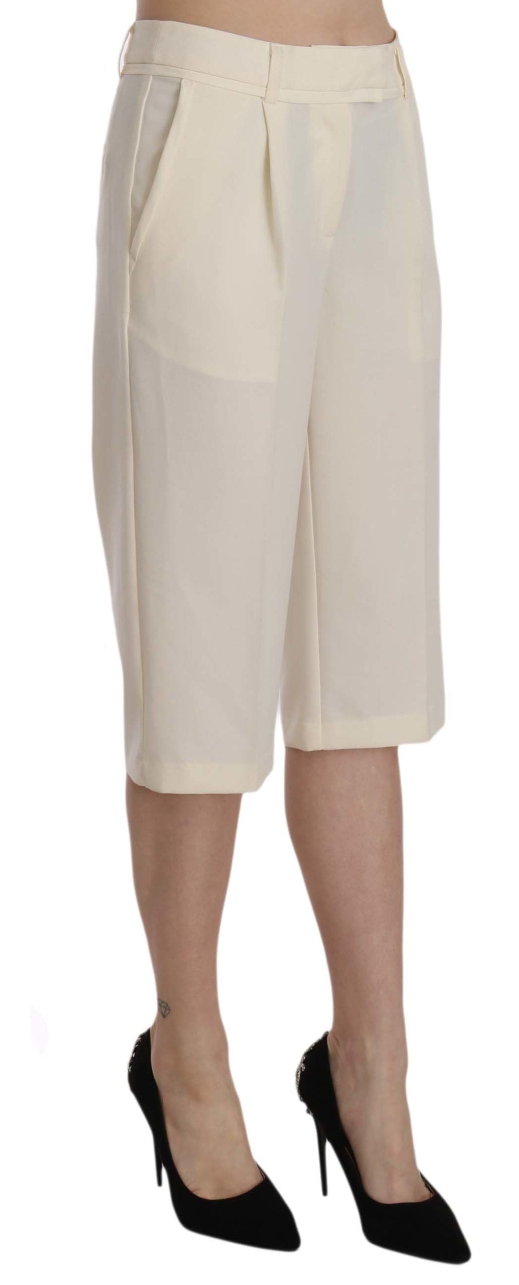 Elegant Straight Cropped Pants in Cream - SEHABRANDS