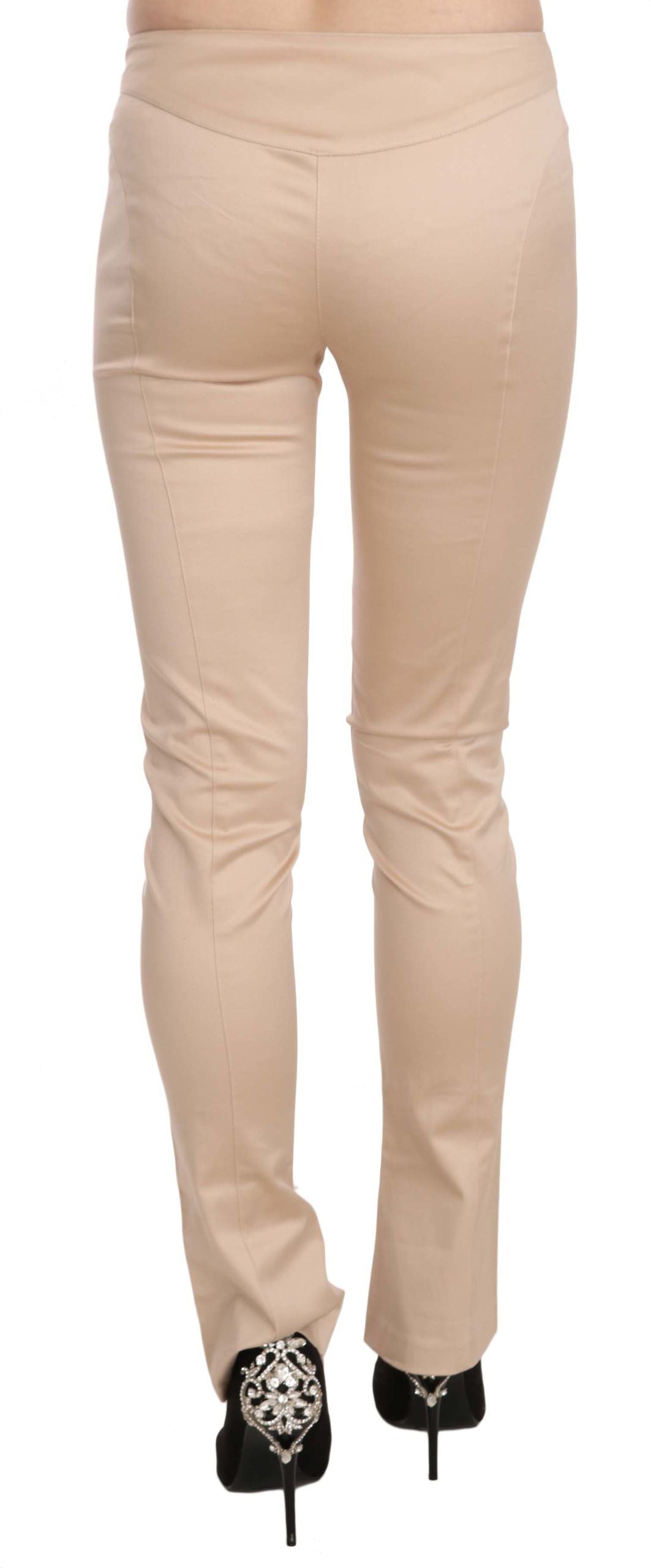 Elegant Cream Low Waist Skinny Trousers - SEHABRANDS