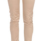 Elegant Cream Low Waist Skinny Trousers - SEHABRANDS