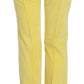 Chic Yellow Corduroy Mid Waist Pants - SEHABRANDS