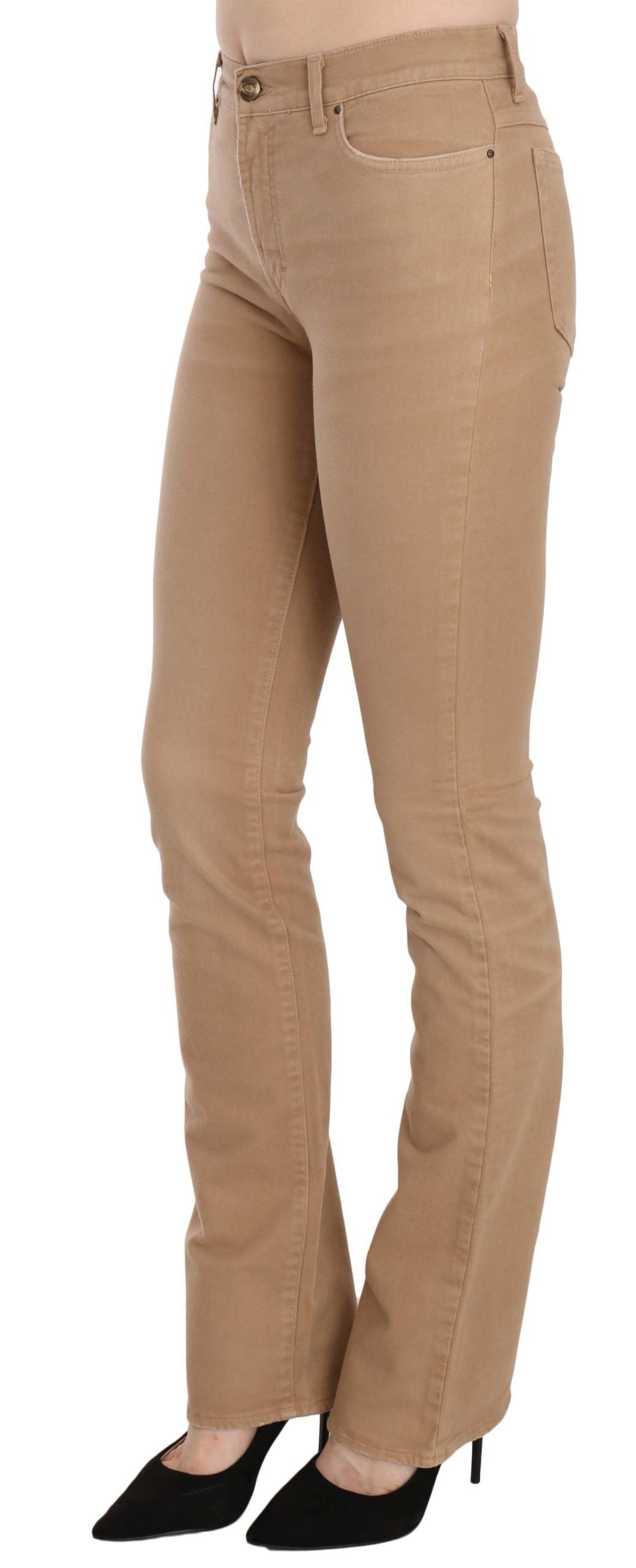 Chic Brown Mid Waist Skinny Trousers - SEHABRANDS