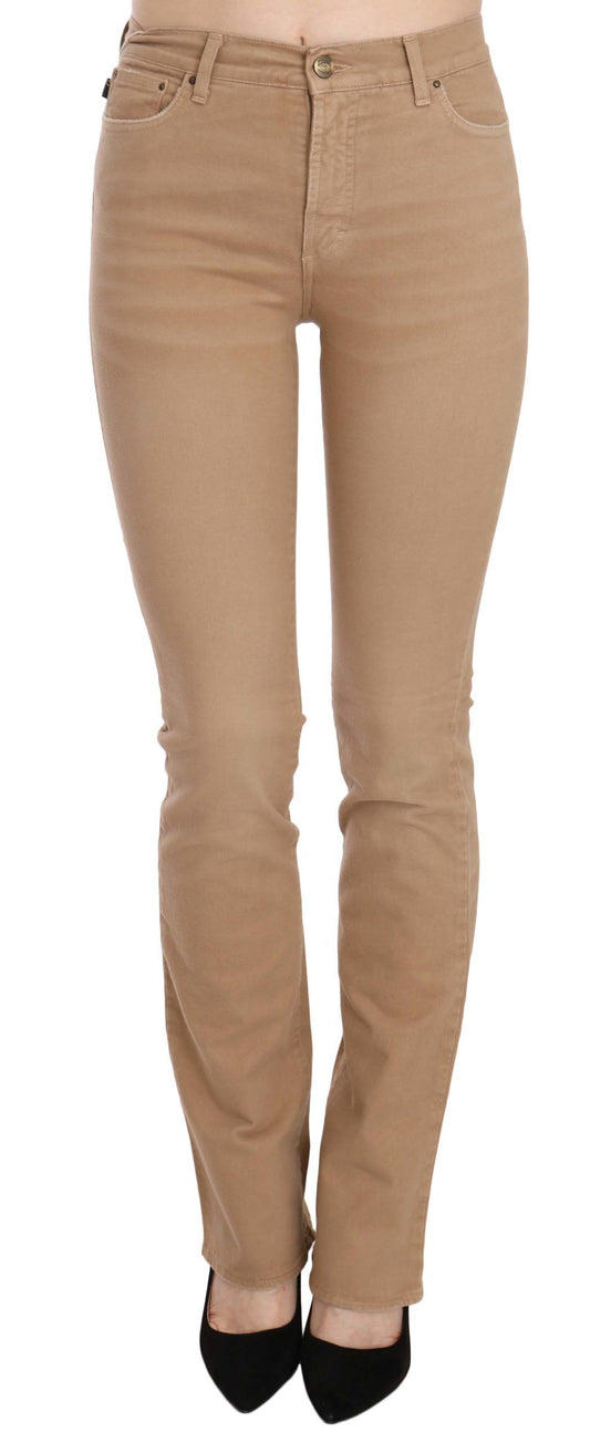 Chic Brown Mid Waist Skinny Trousers - SEHABRANDS