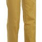 Mustard Mid Waist Tailored Cotton Pants - SEHABRANDS