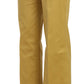 Mustard Mid Waist Tailored Cotton Pants - SEHABRANDS