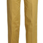 Mustard Mid Waist Tailored Cotton Pants - SEHABRANDS