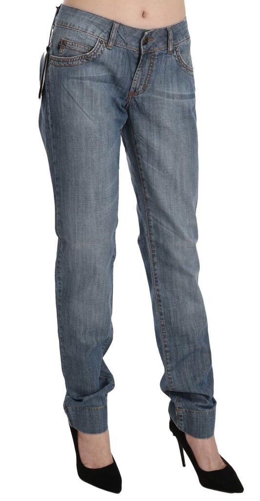 Chic Blue Washed Slim Fit Denim Jeans - SEHABRANDS