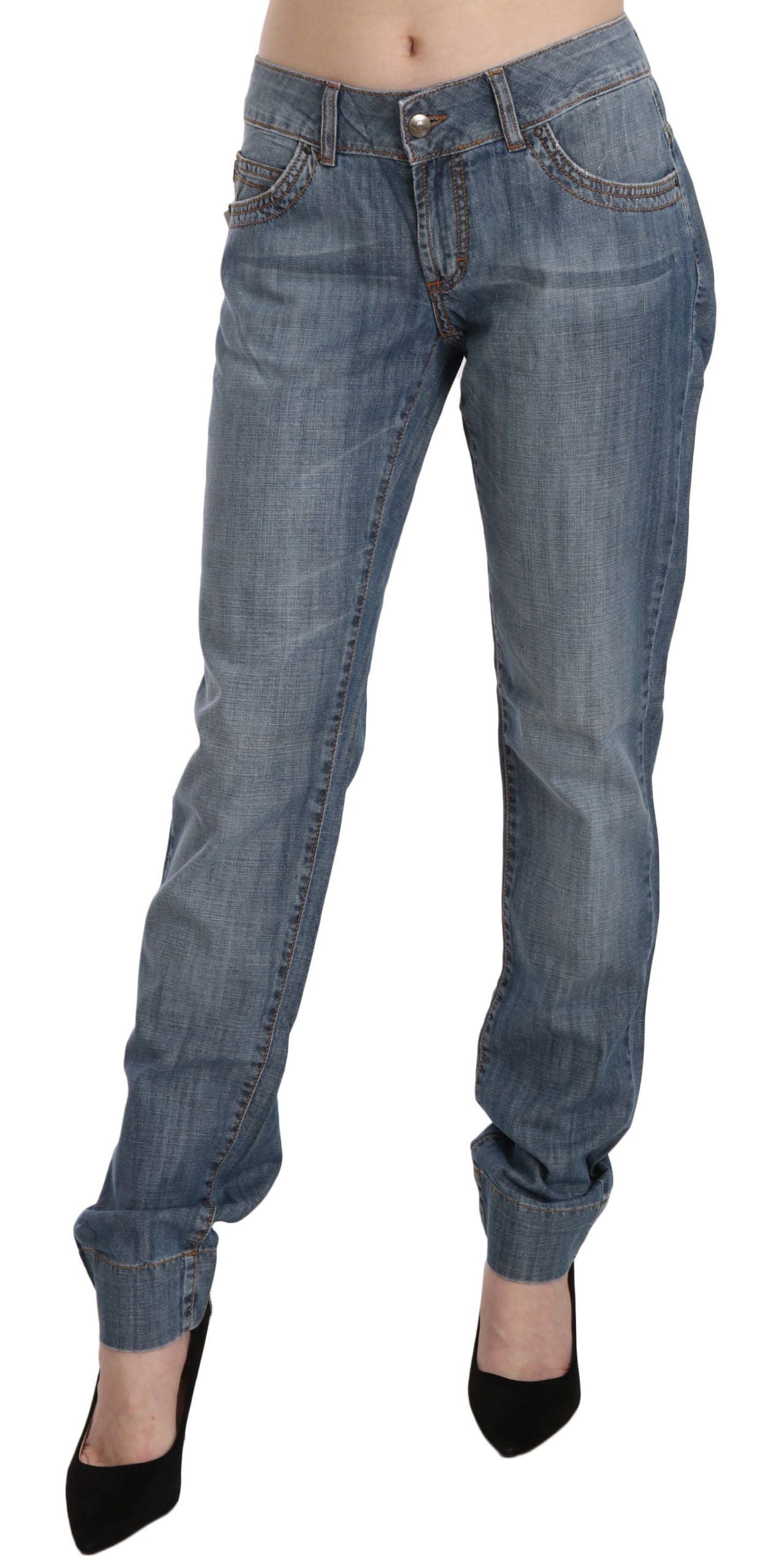 Chic Blue Washed Slim Fit Denim Jeans - SEHABRANDS