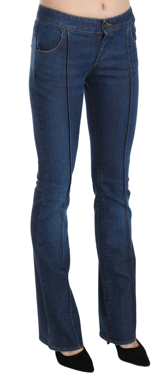 Chic Blue Washed Boot Cut Denim Pants - SEHABRANDS