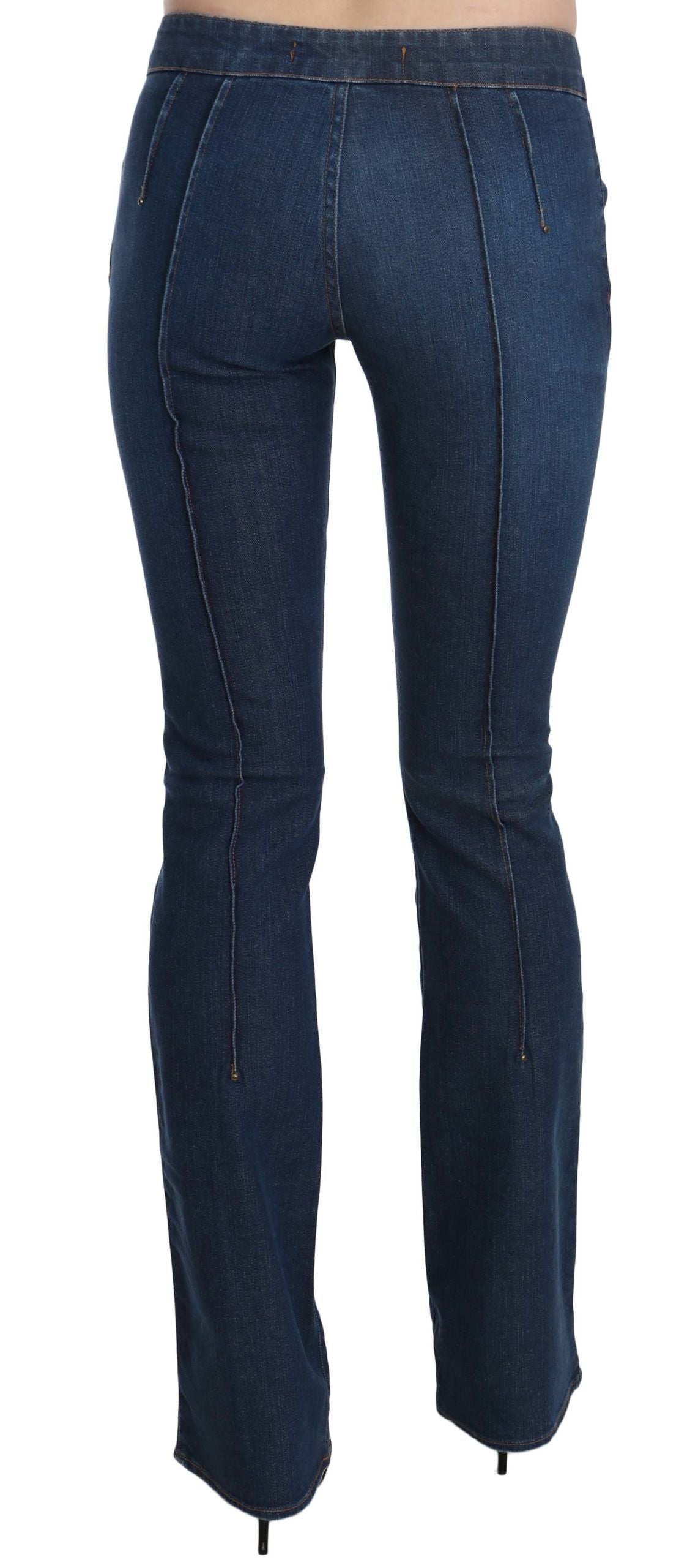 Chic Blue Washed Boot Cut Denim Pants - SEHABRANDS