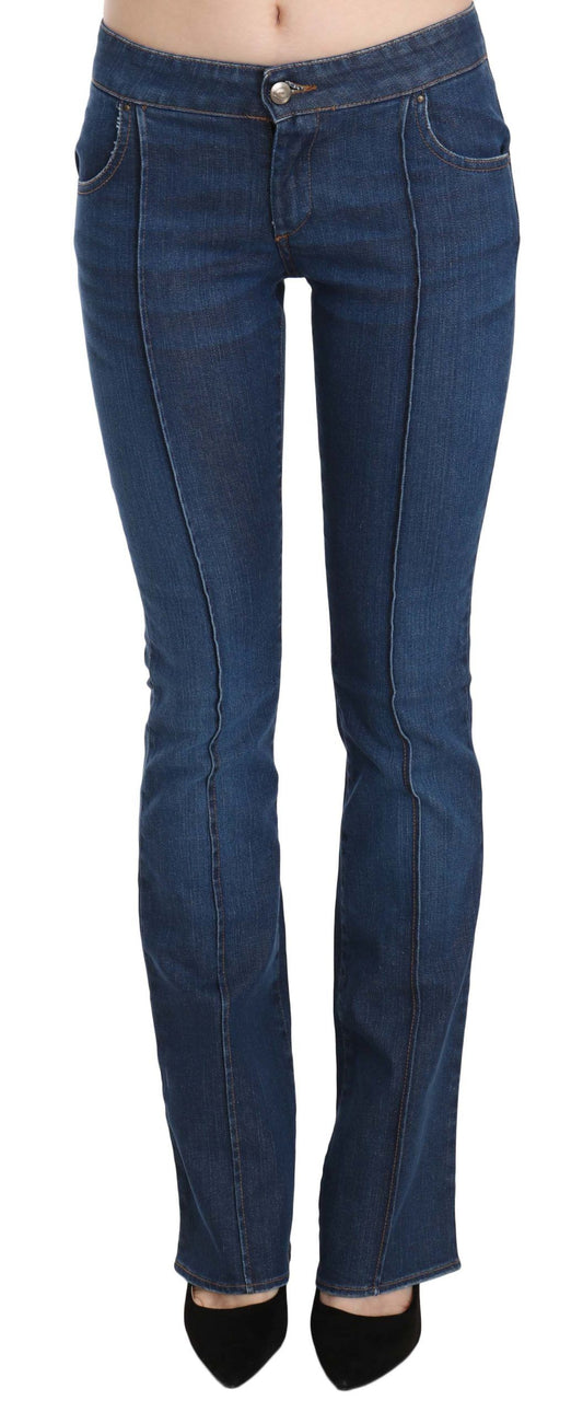 Chic Blue Washed Boot Cut Denim Pants - SEHABRANDS