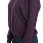 Elegant Purple V-Neck Wool Blouse - SEHABRANDS