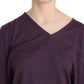 Elegant Purple V-Neck Wool Blouse - SEHABRANDS