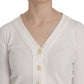 Elegant White V-Neck Cropped Cardigan Blouse - SEHABRANDS