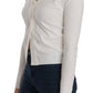 Elegant White V-Neck Cropped Cardigan Blouse - SEHABRANDS