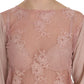 Elegant Pink Lace Boat Neck Blouse - SEHABRANDS