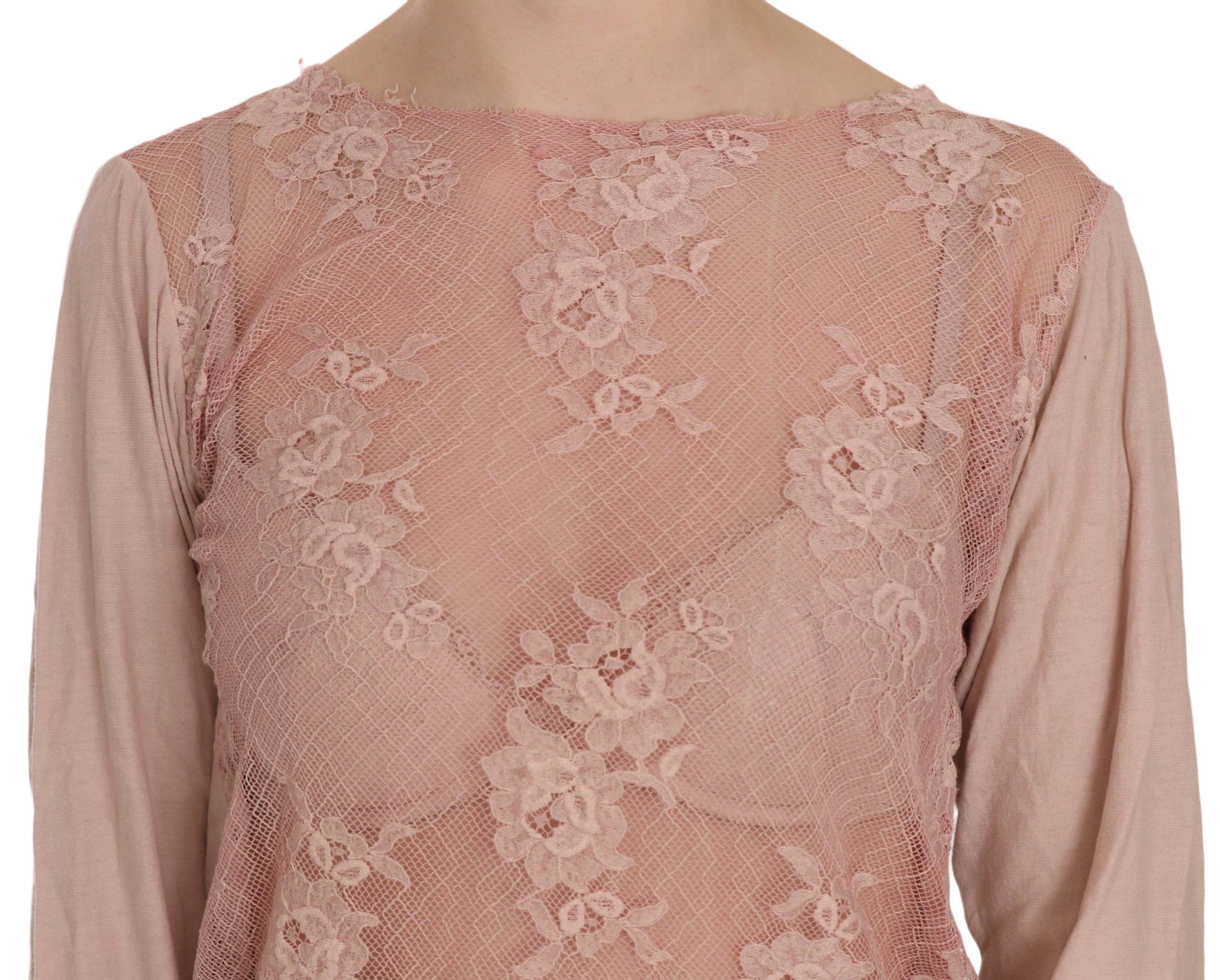 Elegant Pink Lace Boat Neck Blouse - SEHABRANDS