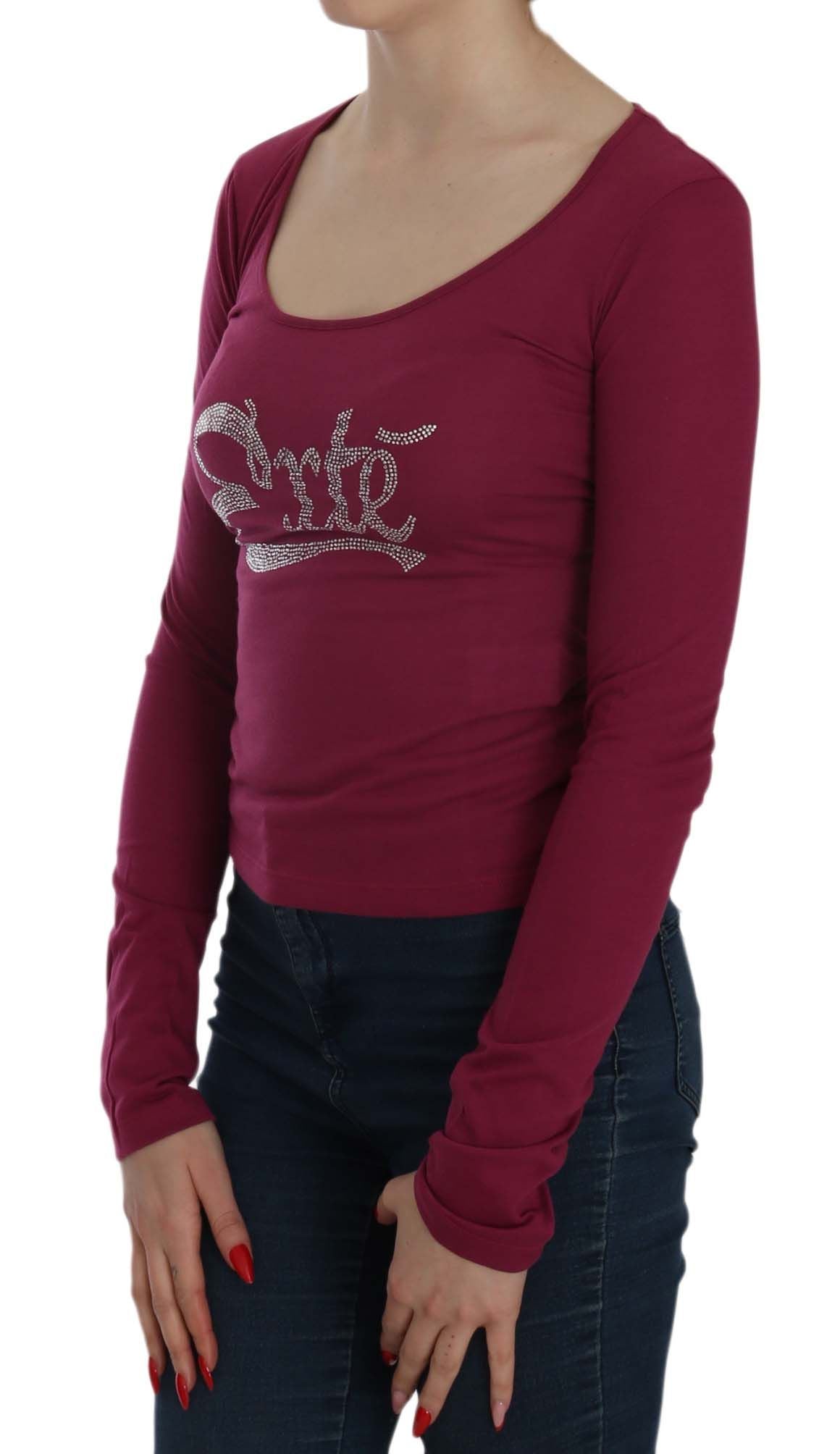 Fuchsia Crystal Embellished U-Neck Blouse - SEHABRANDS